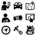 Collection of Modern Navigation and Technology Icons for Mobile and GPS Devices Royalty Free Stock Photo