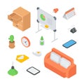 Collection office working, studying, educational lesson, business presentation isometric vector