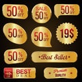 Collection of Modern sale gold and red banners and labels Royalty Free Stock Photo