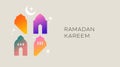 Collection of modern style Ramadan Mubarak colorful designs. Greeting card, background. Windows and arches with moon