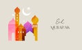 Collection of modern style Ramadan Mubarak colorful designs. Greeting card, background. Windows and arches with moon