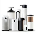 A collection of modern stylish containers and devices for home and office use showcasing sleek designs and functionality Royalty Free Stock Photo