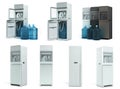 Collection of Modrn water cooler machine with whater bottels 3d render Royalty Free Stock Photo