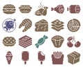 Collection of monochromatic pixel food icons