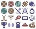 Collection of monochromatic pixel sport icons