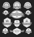 Collection monochrome antique award badge shield with ribbon premium quality vector