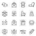 Collection of monochrome hacker trap icons vector illustration. Set of linear logo of digital crime