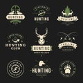 Collection monochrome hunting season society vintage logo vector illustration with place for text