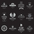 Collection monochrome retro logo automobile service club society decorative design vector