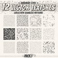 Collection monochrome seamless textures for digital design. Vector patterns for web, textile, fabric and other.
