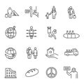 Collection of monochrome simple refugees icon vector illustration. Concept of international problem