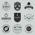 Collection monochrome vintage sports championship logo design vector illustration active hobby game