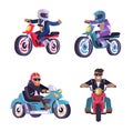 Collection of Motorized Bikes Racers Men Isolated