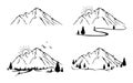 Mountain Silhouette Clipart Collection set / Eps Royalty Free Stock Photo