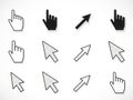 Collection of mouse pointers and hand icons Royalty Free Stock Photo