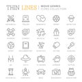 Collection of movie genres thin line icons Royalty Free Stock Photo