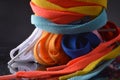 Collection of multi colored shoelaces