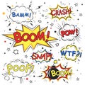 Collection of multicolored comic sound effects Royalty Free Stock Photo