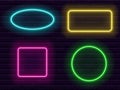 Collection of multicolored neon frames for advertising and web design