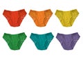 collection multicolored panties isolated on a white background, rainbow female panties set Royalty Free Stock Photo