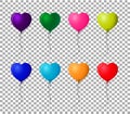 Collection of multicolored realistic helium heart shaped balloon Royalty Free Stock Photo