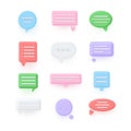 Collection multicolored realistic speech bubble 3d icon isometric vector illustration