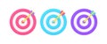 Collection multicolored target aim with arrows in center successful achievement complete 3d icon