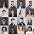 Collection Of Multiethnic Business People Portraits Collage, Gray Backgrounds, Square Royalty Free Stock Photo