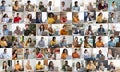 Collection of multiethnic business people using laptop, collage