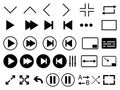 Collection of Multimedia Control Icons, media player icon, pause, play, zoom, skip, next, previous, subtitle icon