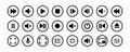 Collection of multimedia symbols and audio, music speaker volume icons. White color buttons. Vector illustration. EPS 10 Royalty Free Stock Photo