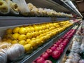 collection of multiple fruits such as local orange and multiple kind of apple in the market showcase