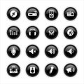 Collection of music black icons vector illustration