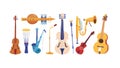Collection of musical instruments, acoustic and string, vector design Generative AI Royalty Free Stock Photo