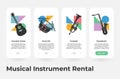 Collection musical instruments rental application internet landing page vector illustration