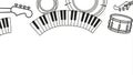 Collection of Musical Instruments in a Stylized Line Art Design Royalty Free Stock Photo
