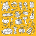 Collection of musical toys doodles Royalty Free Stock Photo