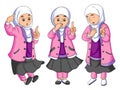 The collection of the muslim student girl with the bright jacket