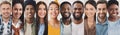 Collection of mutiracial group of smiling millennial people portraits Royalty Free Stock Photo