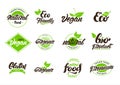 Collection of natural or eco labels , logos. Vegan, Bio, gluten. Vector illustration design Royalty Free Stock Photo