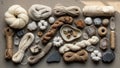 A collection of natural materials arranged on a flat surface Royalty Free Stock Photo