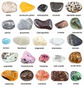 Collection of natural mineral gemstones with name