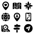Collection of Navigation and Location Icons for Digital Maps Royalty Free Stock Photo