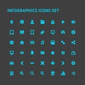 Collection neon blue infographics web icons user interface desktop workflow elements vector Royalty Free Stock Photo