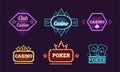 Collection of neon signs, casino, bar, poker club bright logo design templates vector Illustration Royalty Free Stock Photo