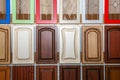 Collection of new colorful wooden doors, repair concept Royalty Free Stock Photo