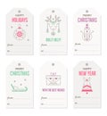 Collection of New Year and Christmas gift tags.