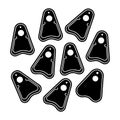 Black tags with white outlines scattered on white background Royalty Free Stock Photo