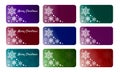 Collection of nine christmas gift tags with white various snowflakes and stars. Set of printable various color gradient