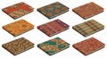 Collection of nine decorative notebooks with unique patterned covers Royalty Free Stock Photo
